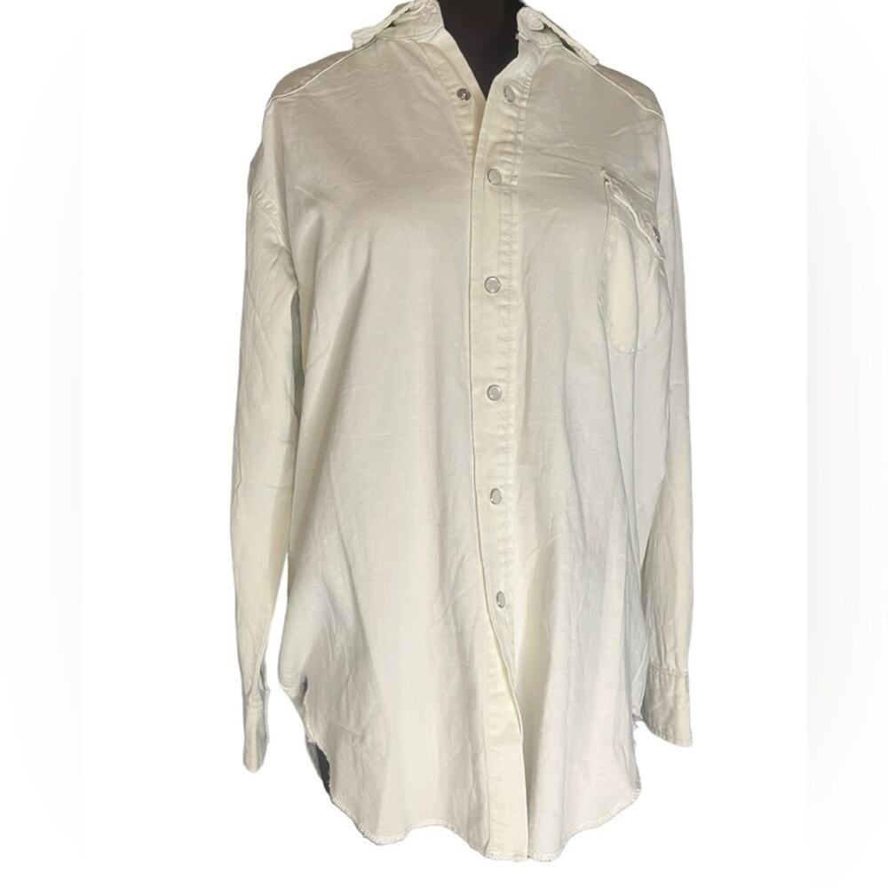 Sandrine Rose X Free People NWT Oversized Pearl Snap Western Tunic Shirt Size S - Picture 5 of 10